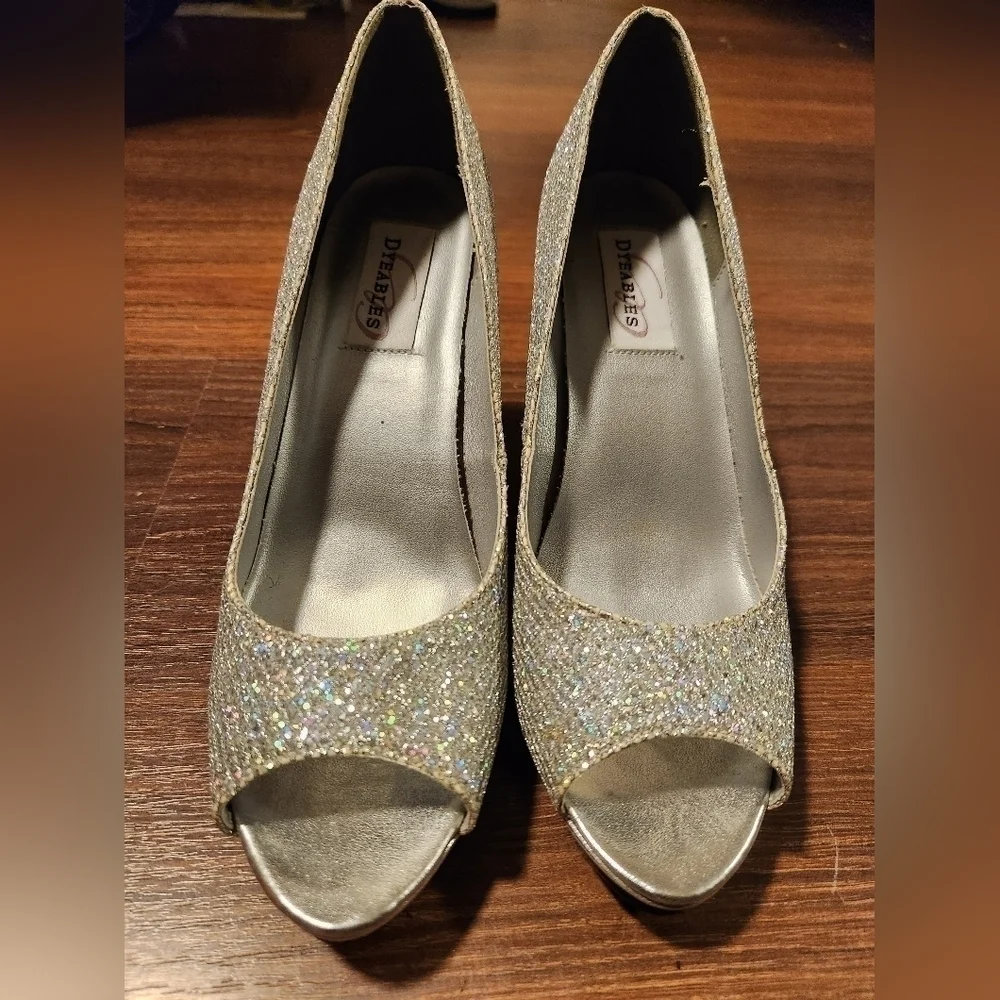 Glitter heels sliver - open toes